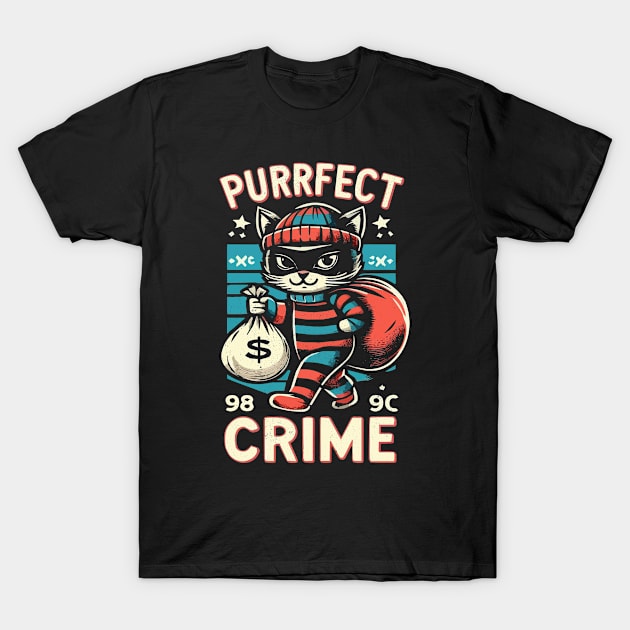 Cute Cat Burglar - Purrfect Crime - Vintage Distressed T-Shirt by QuirkyInk